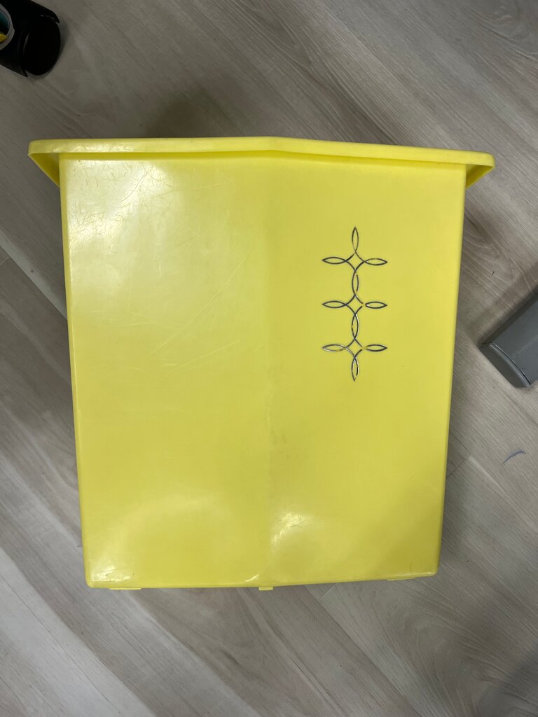 Vintage MCM yellow trash bin