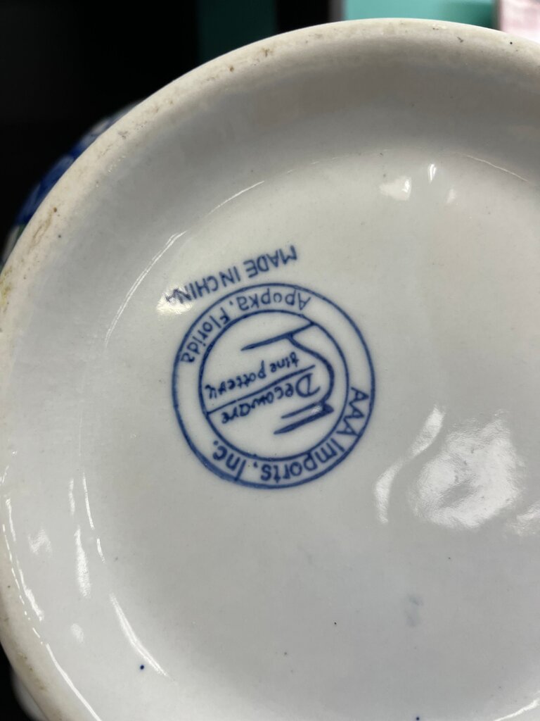 AAA Imports Decoware Blue Floral Footed Bowl