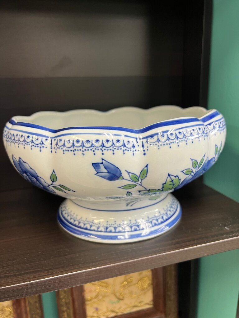 AAA Imports Decoware Blue Floral Footed Bowl
