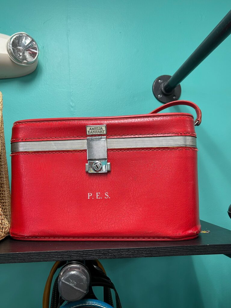 Amelia Earhart Vintage Red Train Case