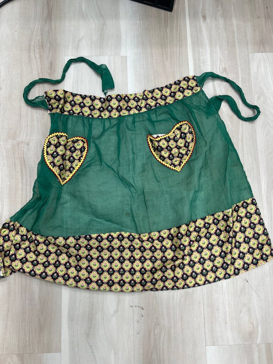 Green Decorative Apron with Heart Pockets