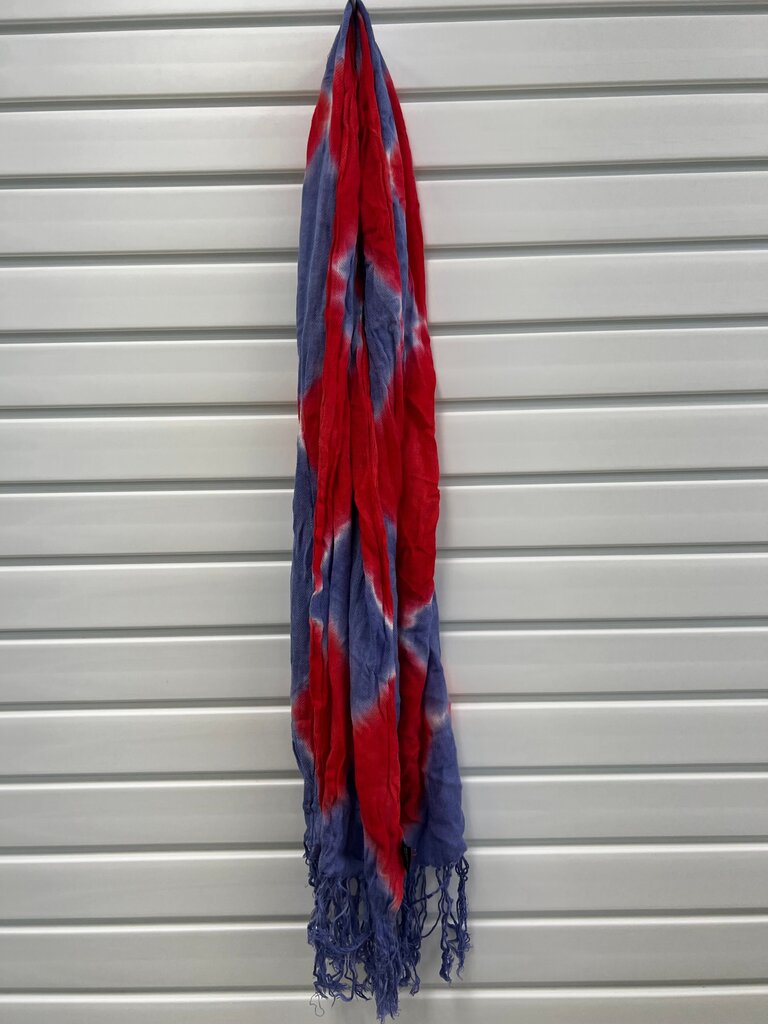 Red and Blue Tie-Dye Scarf