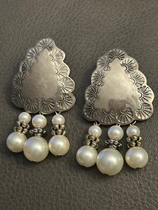 Vintage Sterling Silver Earrings w/ Pear Dangles