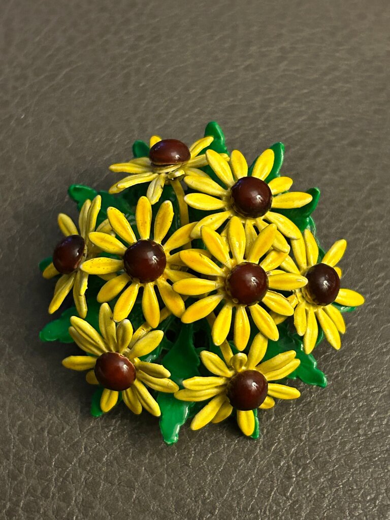 Vintage Yellow Daisy Floral Brooch