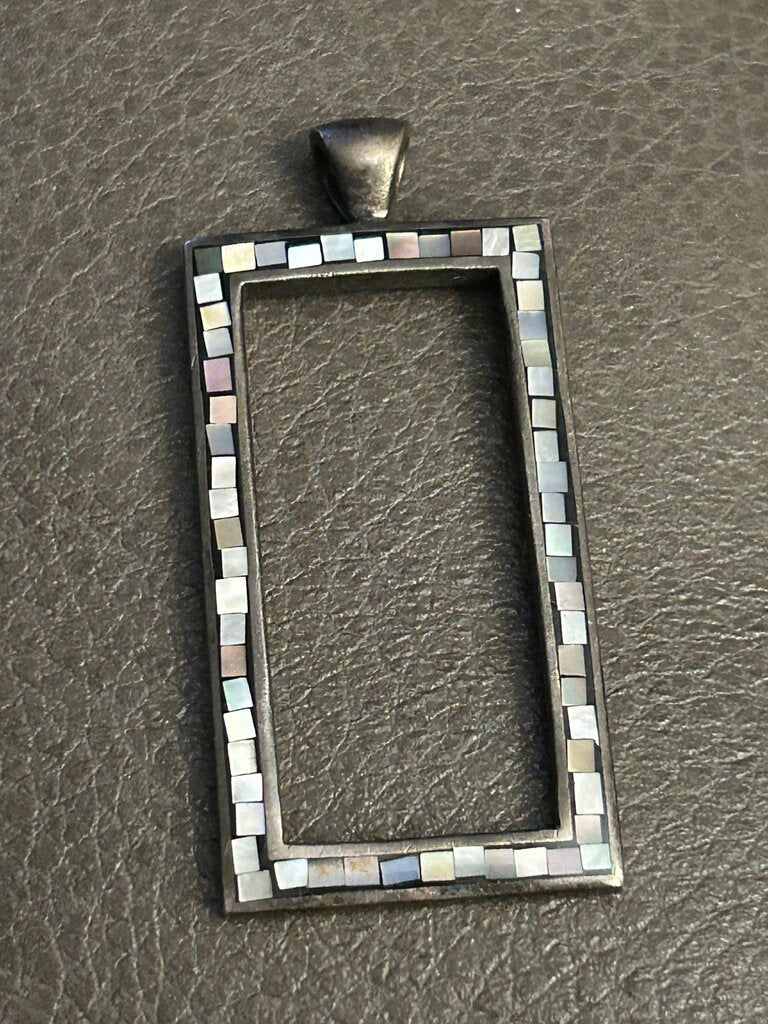 Mosaic Design Sterling Silver Rectangular Pendant