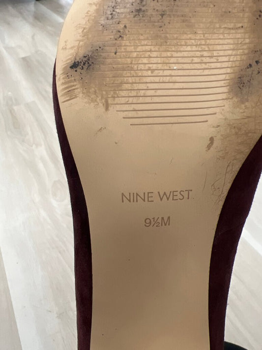 Nine West Burgundy Suede High Heels size 9.5