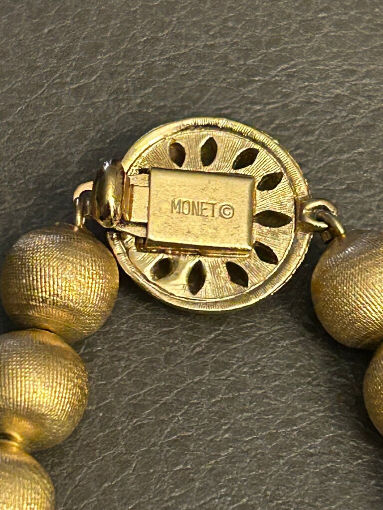 Monet Vintage Gold Beaded Necklace