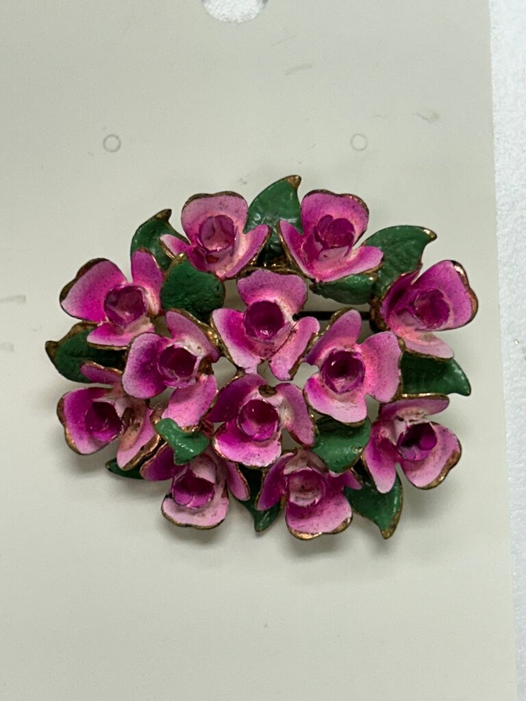 Vintage Flower Brooch with Pink Orchids
