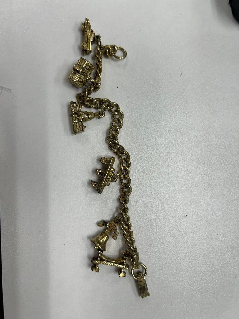 Gold Charm Bracelet with Landmark Charms