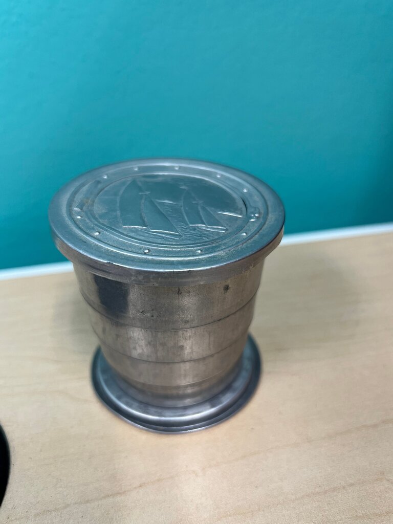 Vintage Tin Nautical Themed Collapsible Cup