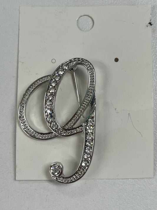 Stylish Silver Brooch with Rhinestones