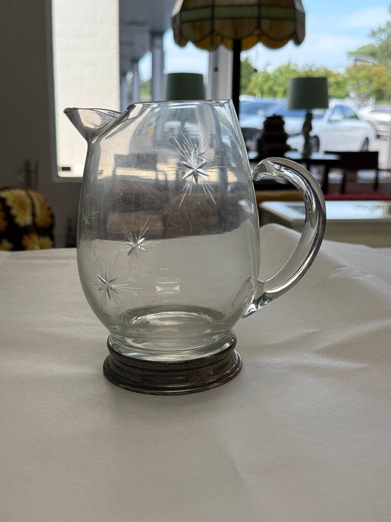 Wallace Sterling Silver mid-century glass pitcher