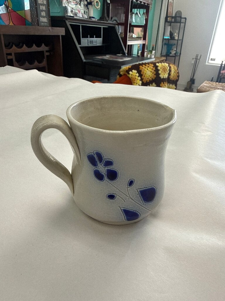 Handcrafted Ceramic Pitcher/Mug with Floral Design