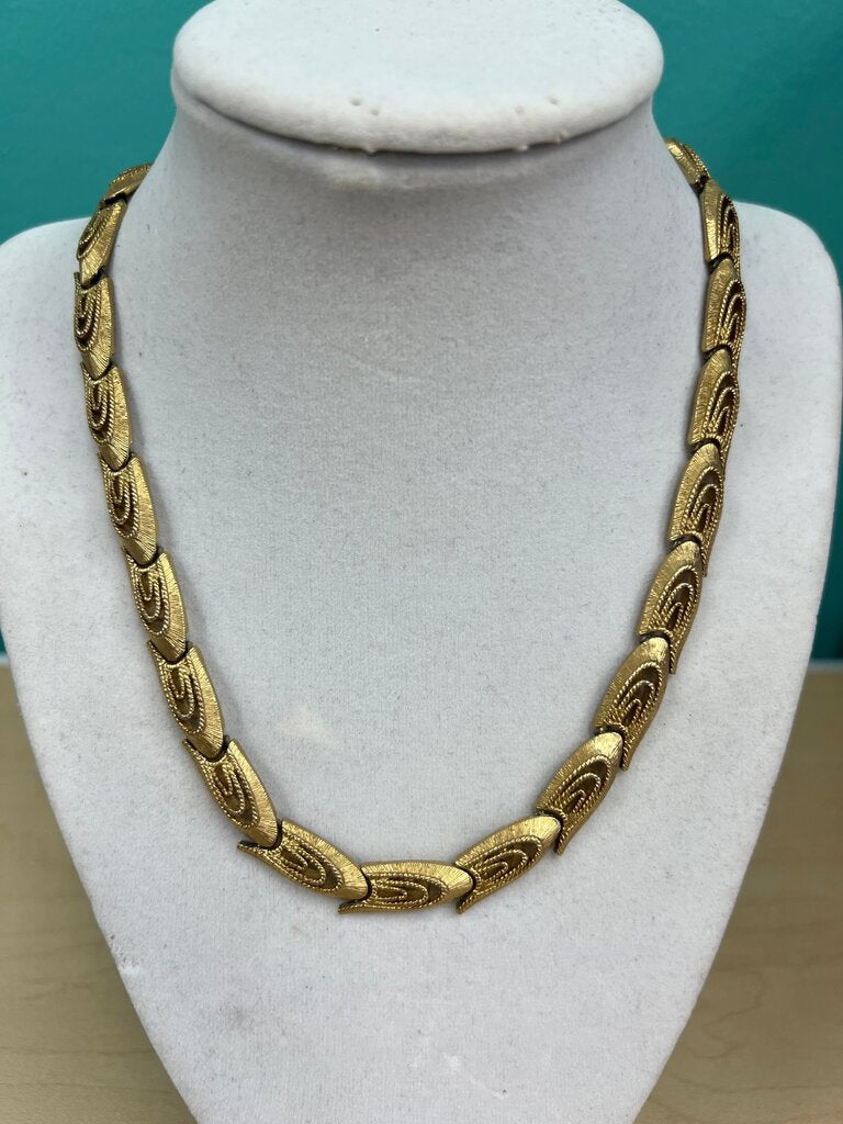 Vintage Gold Tone Statement Necklace Monet
