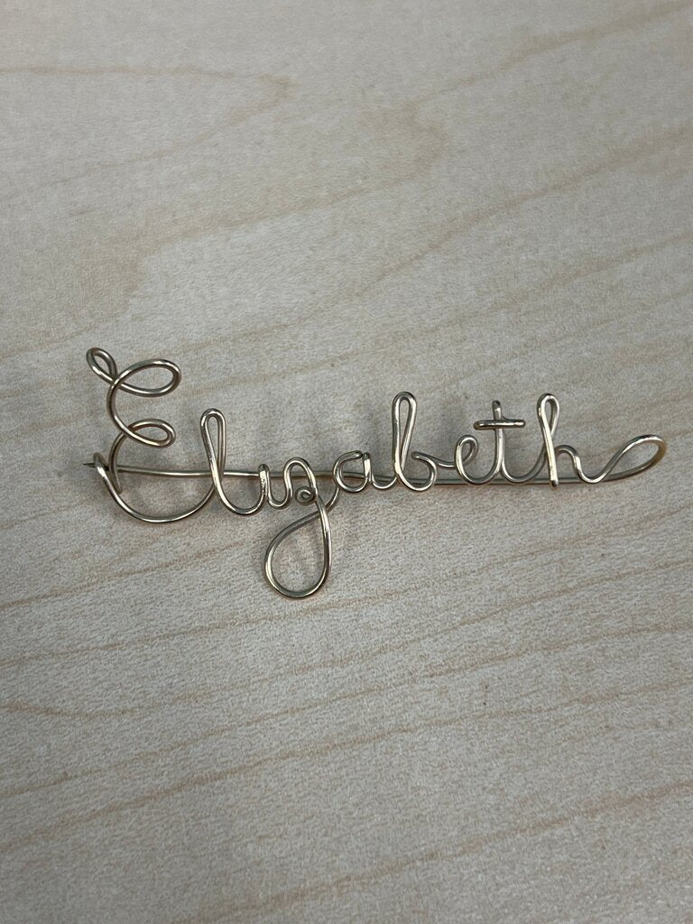 Bent Wire Name Pin - Elizabeth