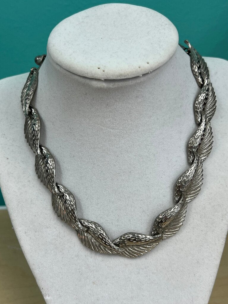Vintage Silver Winged Statement Necklace