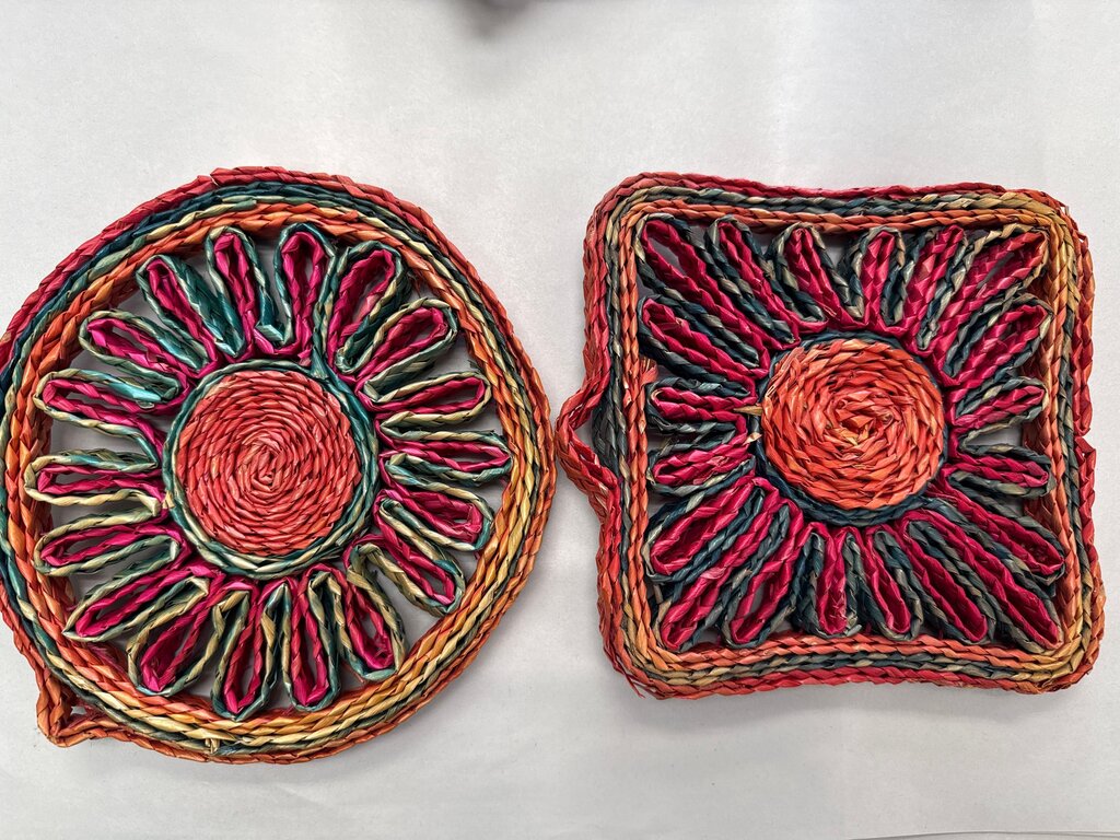 Handwoven Mid-century raffia trivets