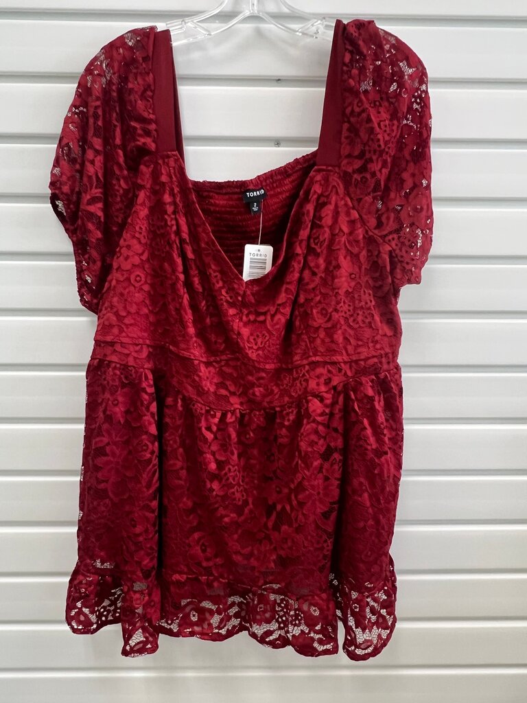 Torrid Dark Red Lace Top NWT 2X