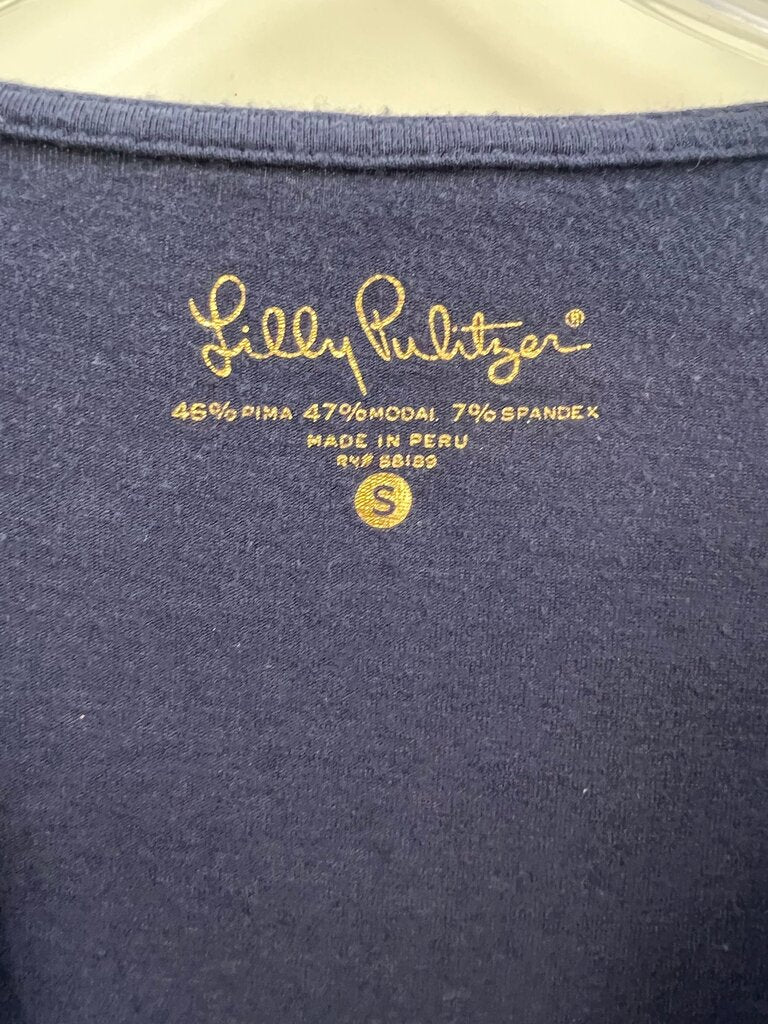 Lilly Pulitzer Women's Navy Top with Decorative Neckline