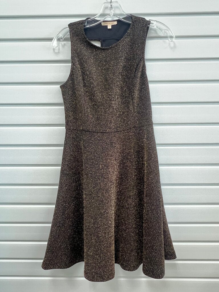 Skies Are Blue Black A-line dress with gold threading S