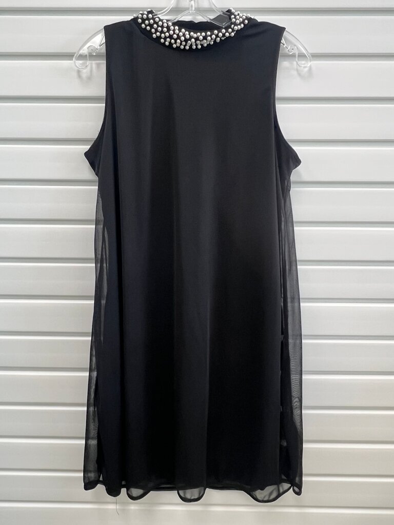 Nik and Nash Black Dress w/ White Pearl Trim Neckline NWT