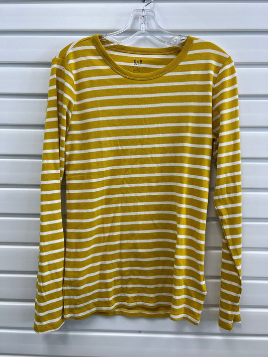 Gap Yellow and White Striped Long Sleeve Shirt