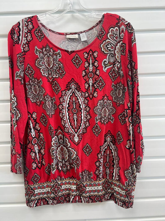 Chico's Women's Red Pattern Long Sleeve Top