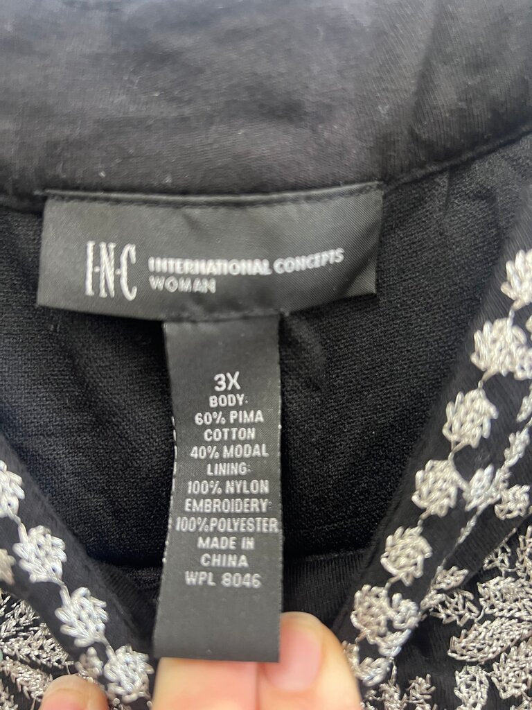 INC International Concepts Women's Black Embroidered Dress