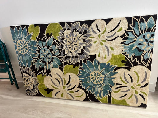Large Embroidered Crewel Work Art on Canvas