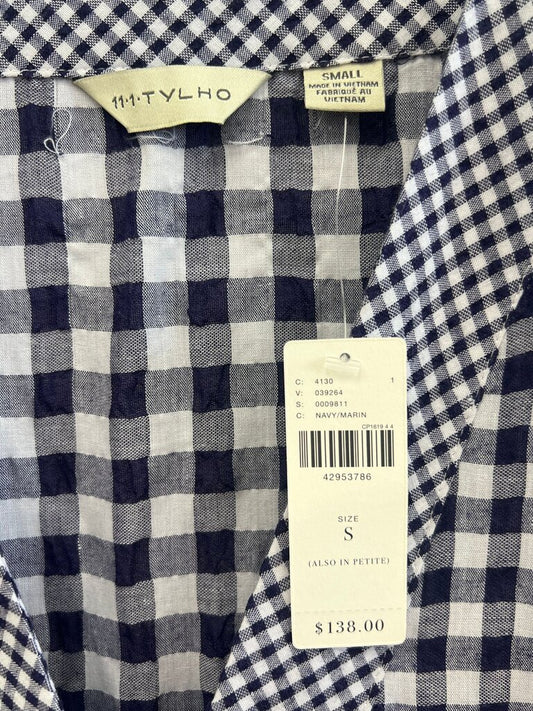 Anthropologie Navy and White Gingham Dress