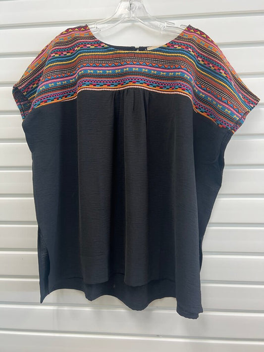 Savana Jane Embroidered Black Top NWT
