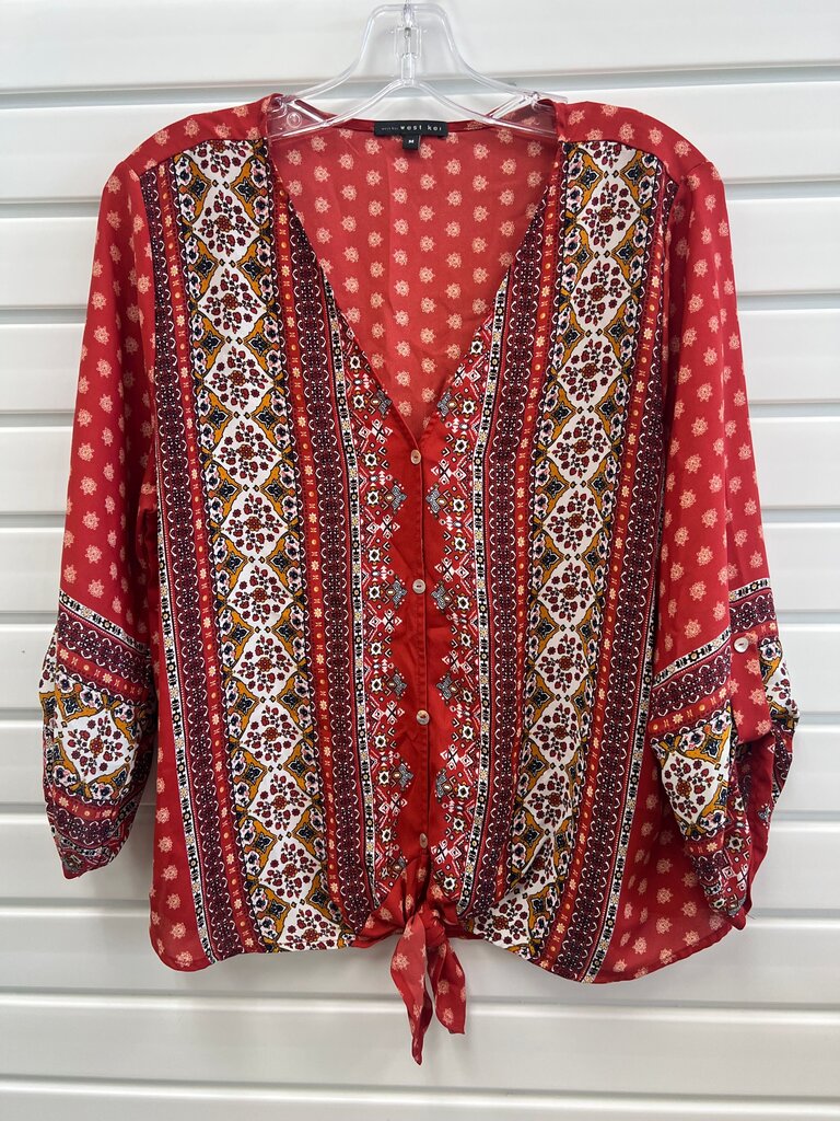 West Kei Red Patterned Blouse