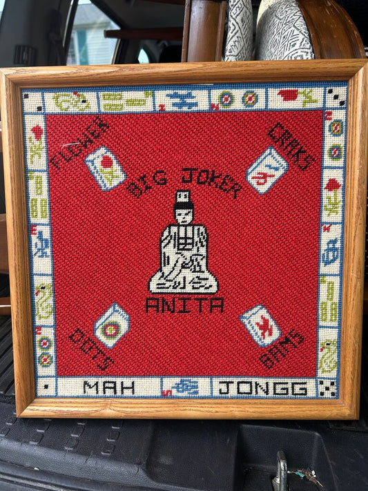 Mah Jongg Big Joker Needlepoint, Framed