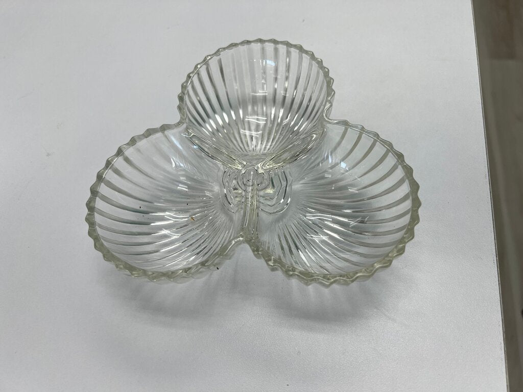 Vintage Depression Glass Clover Relish Dish
