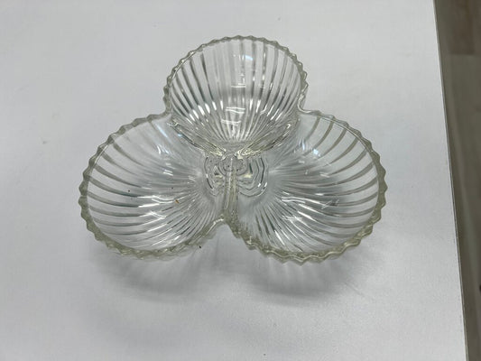 Vintage Depression Glass Clover Relish Dish