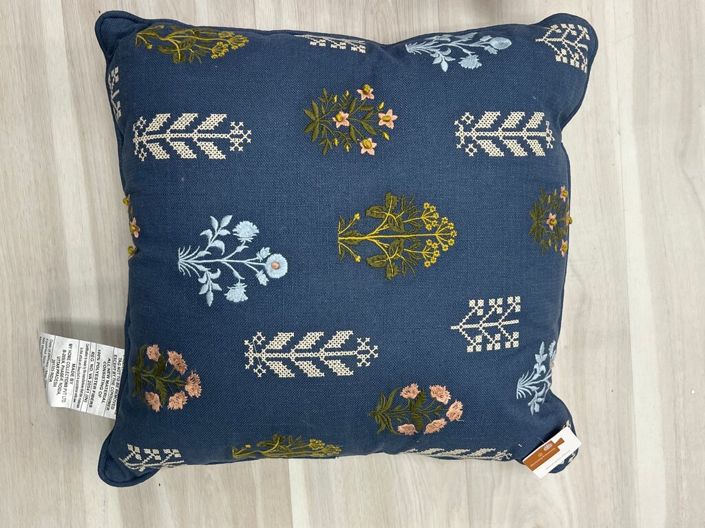 Embroidered Floral Decorative Pillow