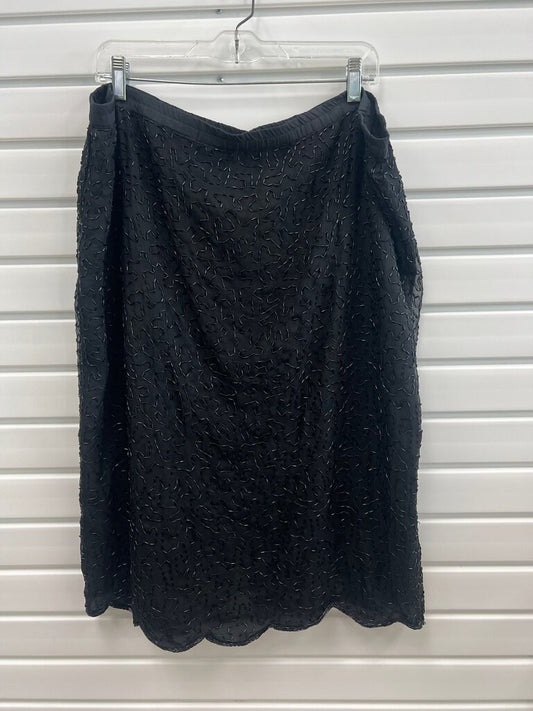 Vintage Black Silk Skirt with Decorative Beading