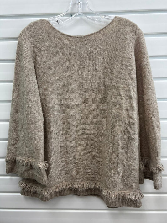 D. Exterior Beige Knit Top with Fringe Hem