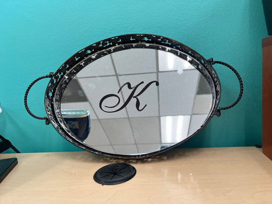 Decorative Oval Mirror with Initial K