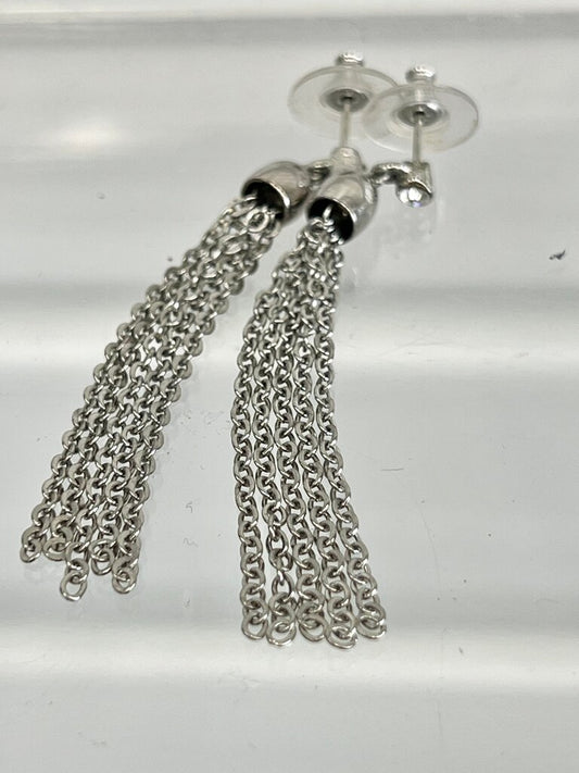 Silver Chain Tassel Earrings