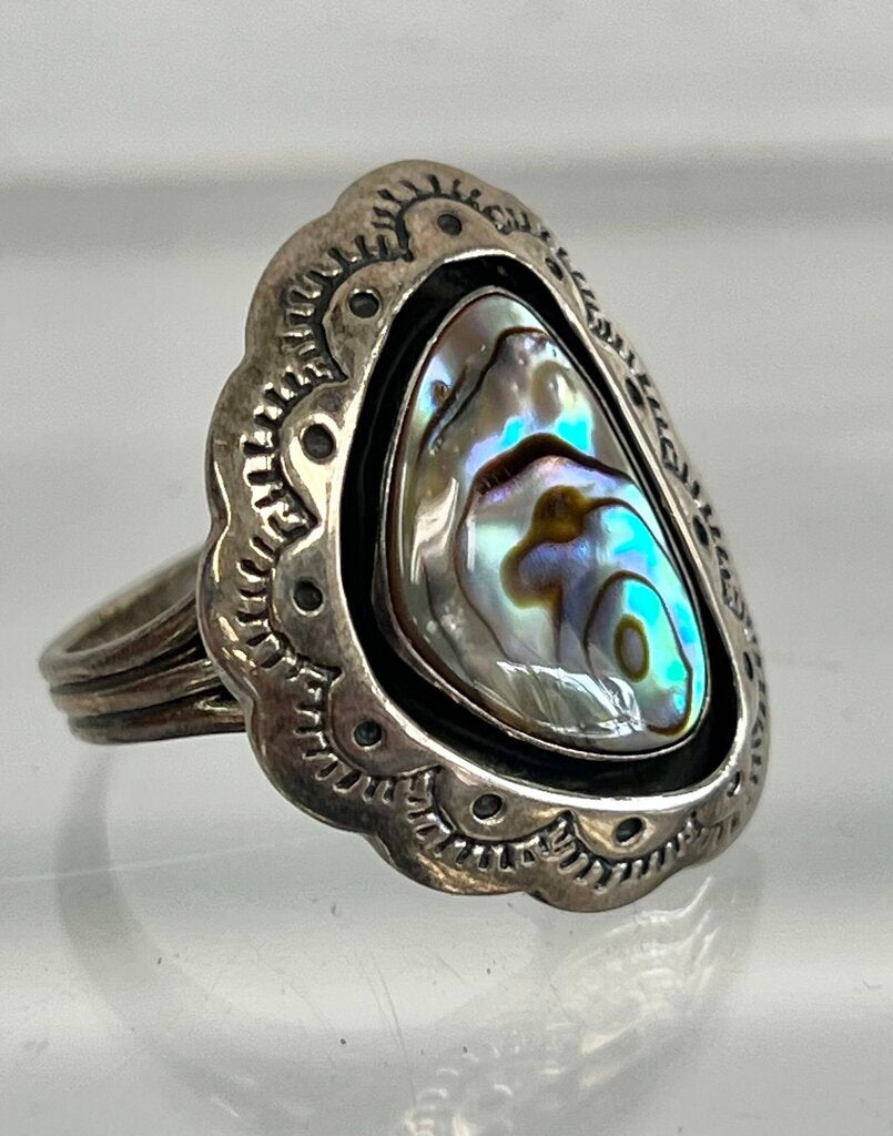 Vintage Sterling Silver Abalone Shell Ring