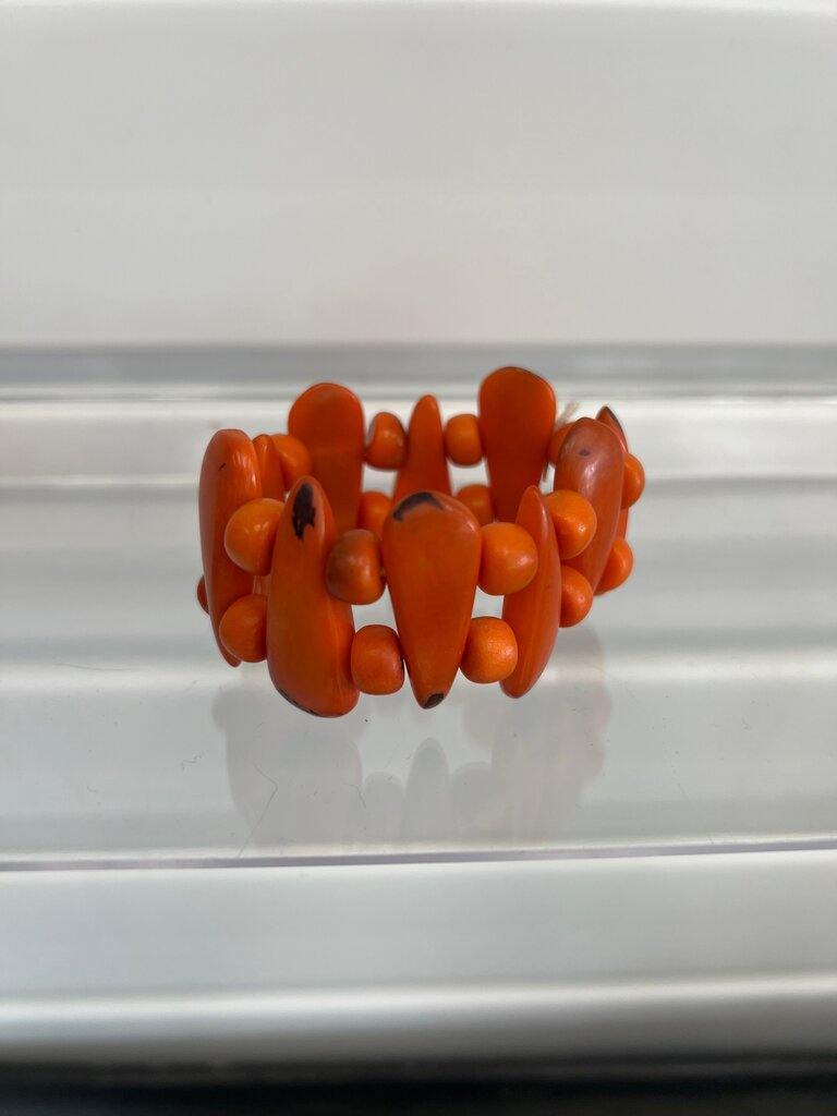 Chunky Orange Tagua Nut Stretch Bracelet