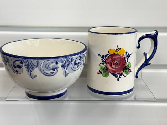 Vestal Alcobaça Portuguese Decorative Bowl and Mug Set