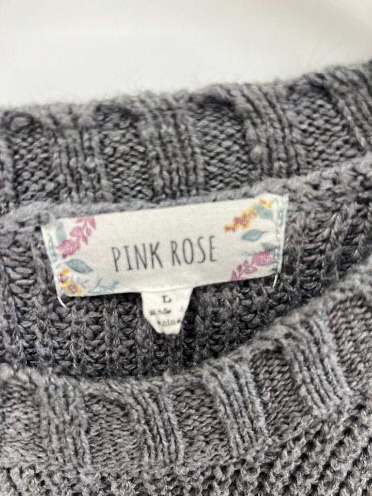Pink Rose Striped Knit Sweater
