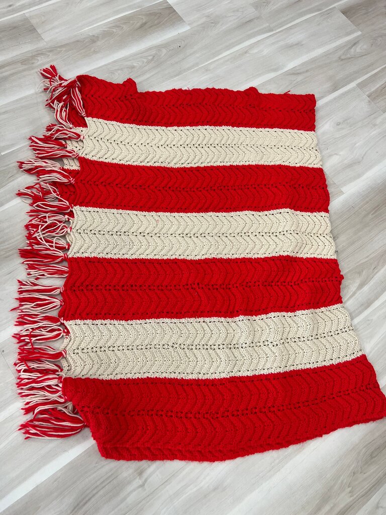 Red and Cream Striped Blanket