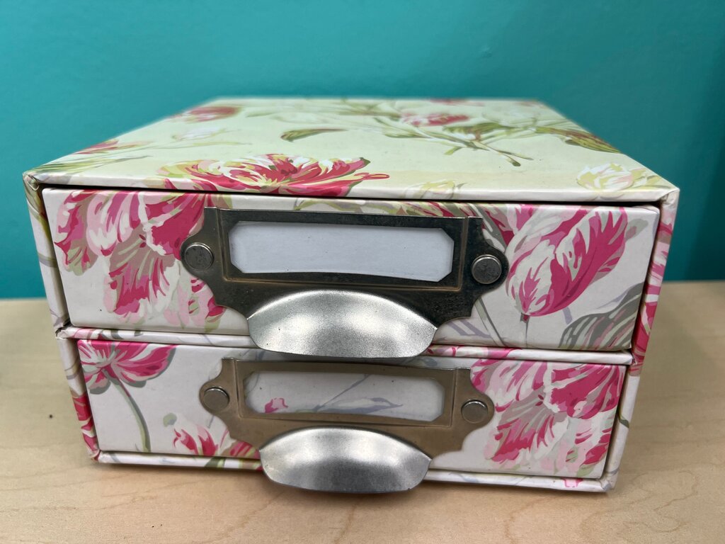 Floral Print Storage Box with Two Drawers