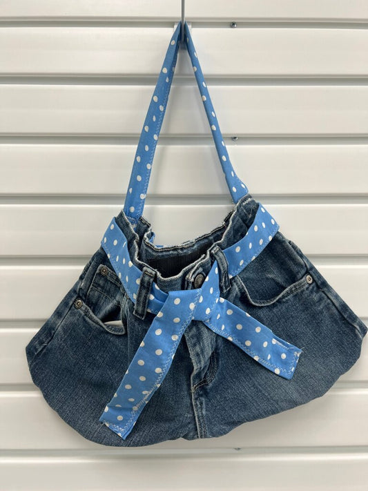 Blue Polka Dot Denim Handbag