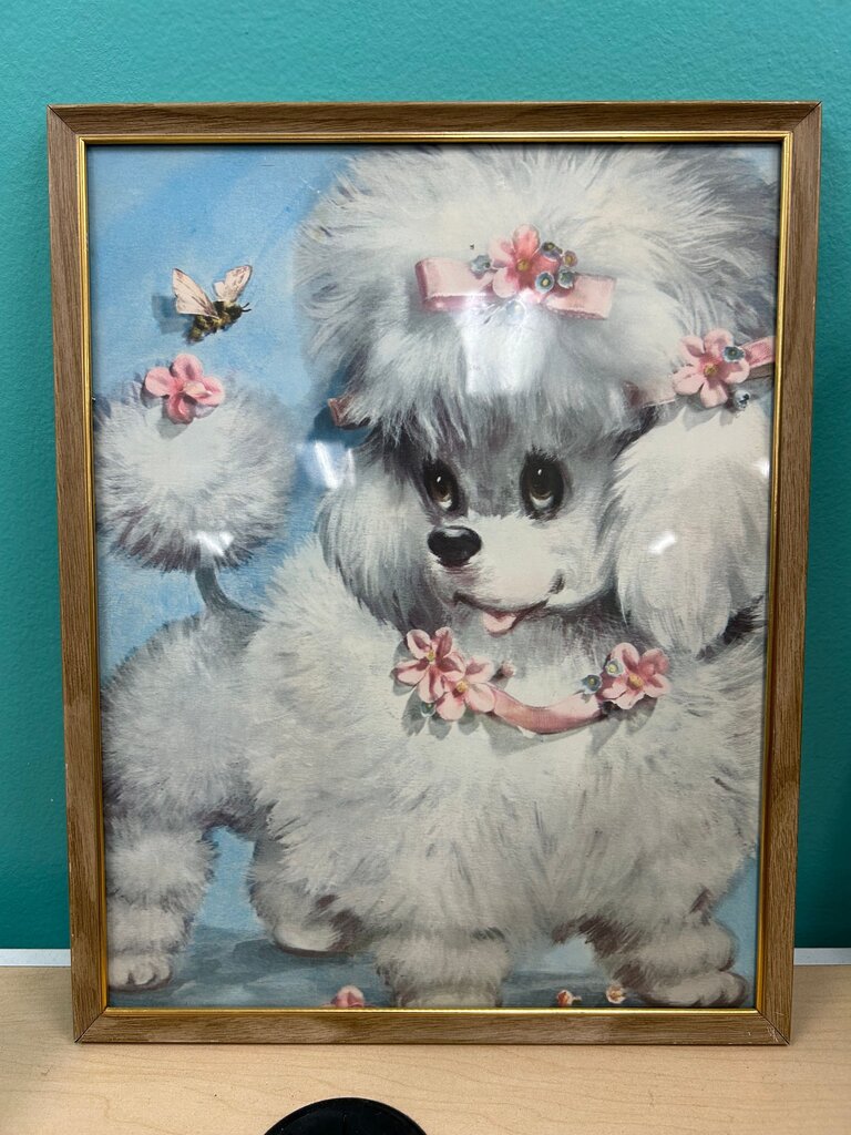 Vintage 1960s Big-Eye Poodle Puppy Print