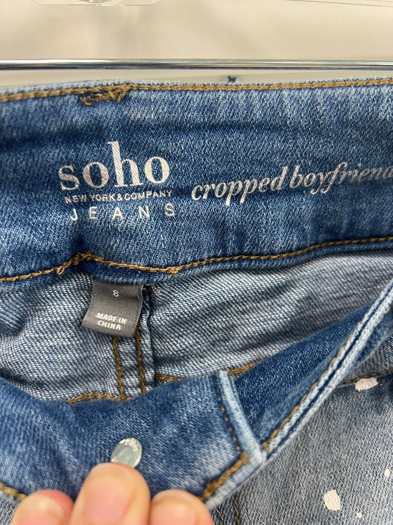 Soho Cropped Boyfriend Jeans with Floral Embroidery
