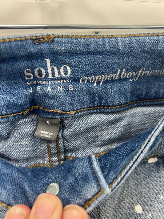 Soho Cropped Boyfriend Jeans with Floral Embroidery